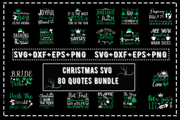 Christmas 80 Quotes Bundle Graphics & T-Shirt Designs