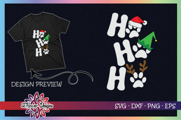 HO HO HO Pawprint Santa Hat Graphics & T-Shirt Designs