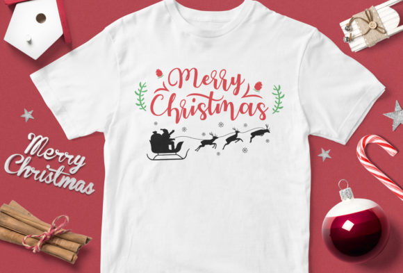 Merry Christmas Santa and Deer Graphics for T-Shirt Designs