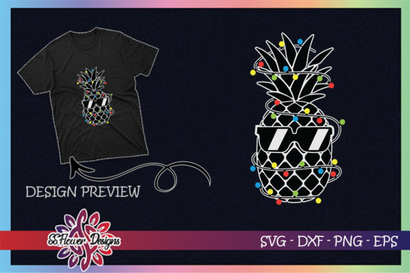Pineapple with Christmas Light Christmas Graphics & T-Shirt Designs